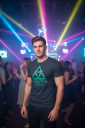 Navy Blue T-shirt with Metallic Teal Logo