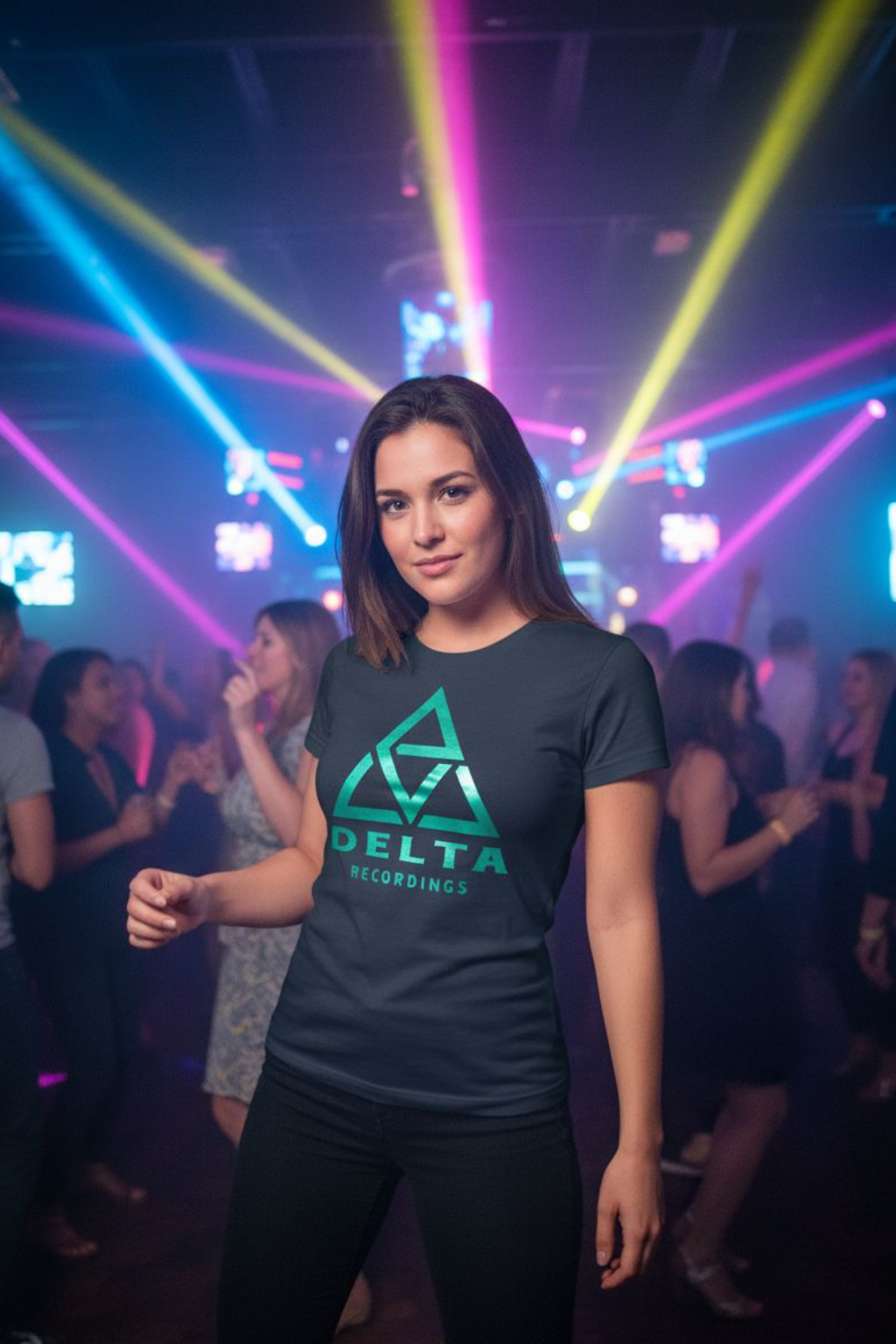 Navy Blue T-shirt with Metallic Teal Logo