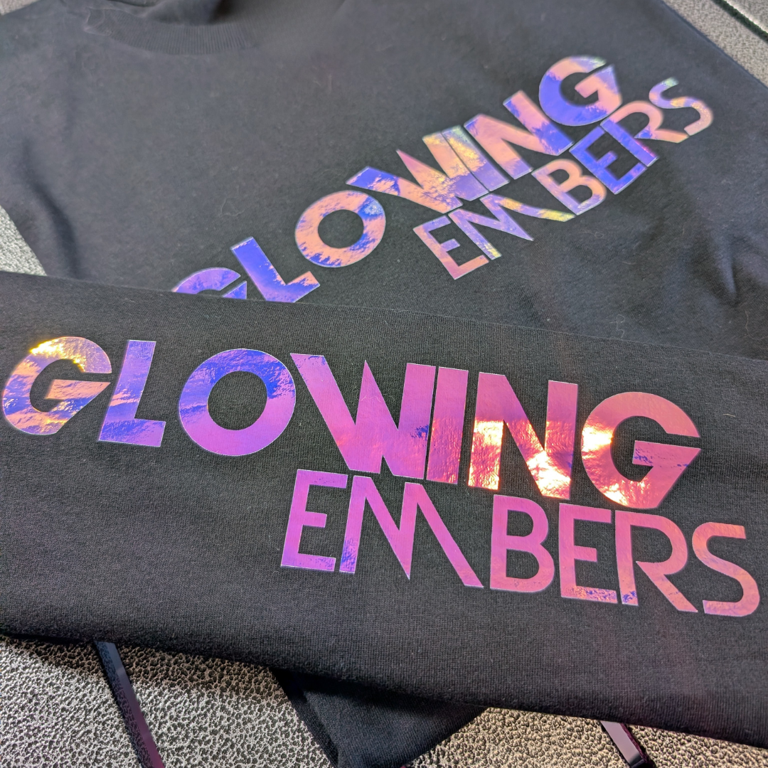 Black T-shirt or Tank Top with Purple Holographic Logo